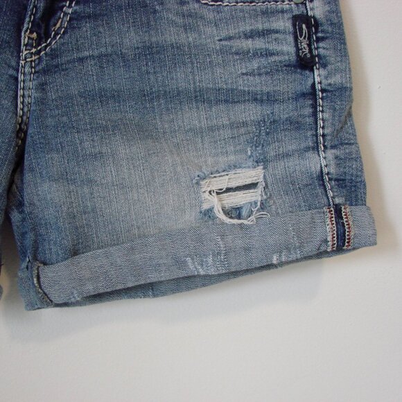 Silver Jeans Sam Jean Short Cuffed Distressed High Rise Size 26 4.5" Inseam - Picture 8 of 14